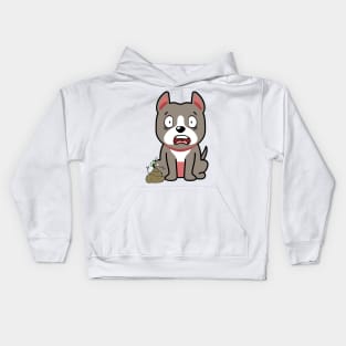 Funny grey dog smells stinky poo poo Kids Hoodie